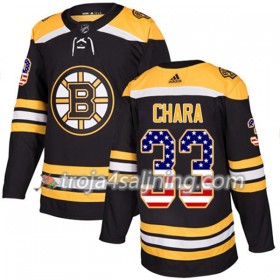 Boston Bruins tröja Zdeno Chara 33 Adidas 2017-2018 Svart USA Flag Fashion Authentic - NHL Tröjor Herr
